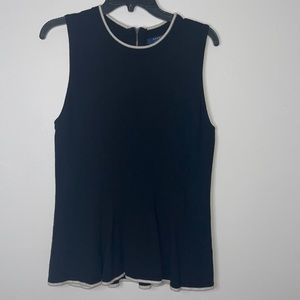 Kaari Blue Sweater Sleeveless Black with White Trim Size Large